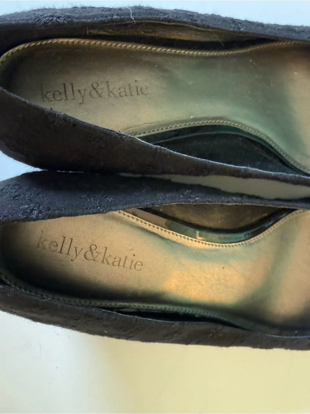 Kelly & Katie Black Peep-Toe Bow Flats Sz 10